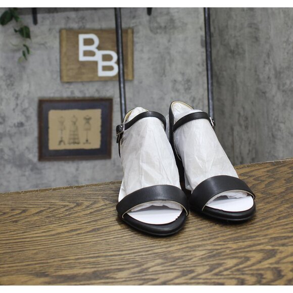 NWT Naturalizer Ankle Strap Chunky Block Heel Dress Sandal Black Smooth 7.5M - Picture 12 of 16